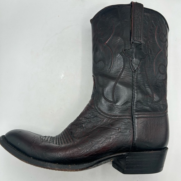 Lucchese L3653 vintage exotic Leather cowboy boot Cherry black Western M 8.5 - Picture 14 of 17